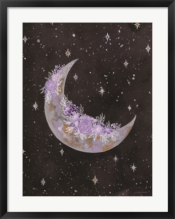 Framed Purple Flowers on the Moon Print