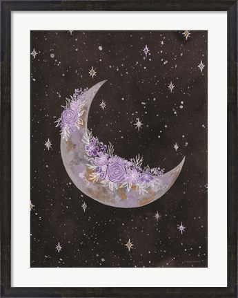 Framed Purple Flowers on the Moon Print