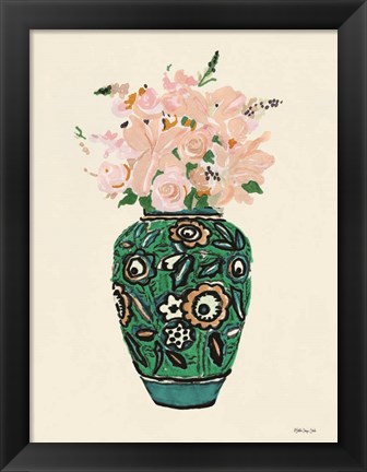 Framed Flower Vase with Pattern II Print