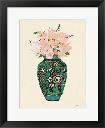 Framed Flower Vase with Pattern II Print