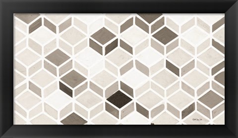 Framed White and Gray Pattern Print