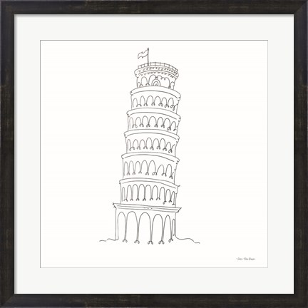 Framed One Line Pisa Tower Italy Print