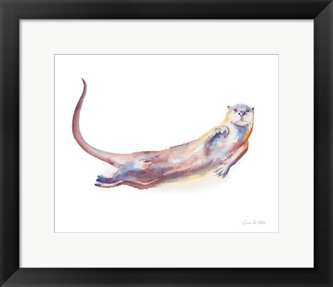 Framed Swimming Otter I Print