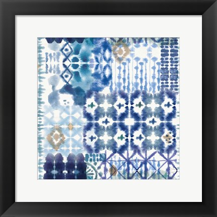 Framed Indigo Splash Pattern V Print