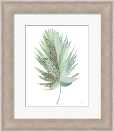 Framed Boho Tropical Leaf IV Green Print