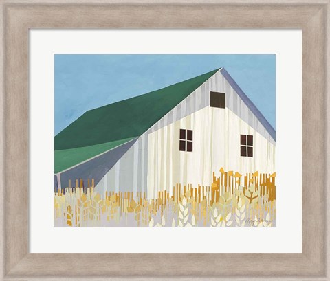 Framed Wheat Fields Green Crop Print