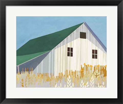 Framed Wheat Fields Green Crop Print