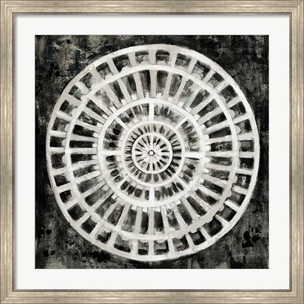 Framed Black Textured Medallion Print