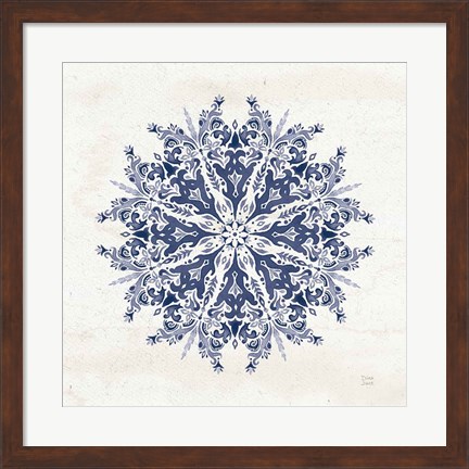 Framed Bohemian Vibes VII Mandala Blue Print