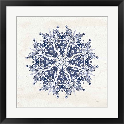 Framed Bohemian Vibes VII Mandala Blue Print