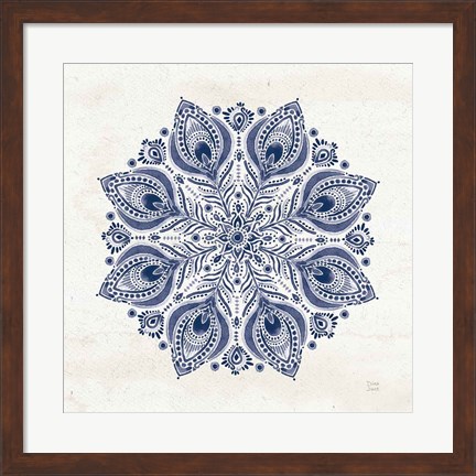 Framed Bohemian Vibes VI Mandala Blue Print