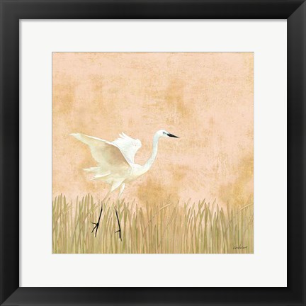 Framed Egret Alighting I Print