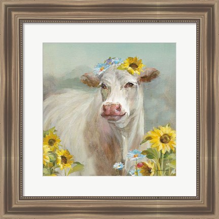 Framed Cow in a Crown Print