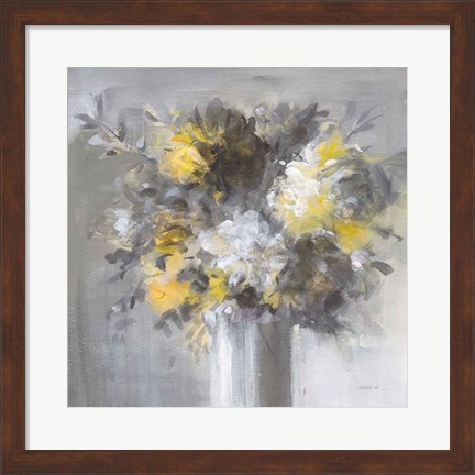 Framed Weekend Bouquet Yellow Gray Print