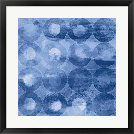 Framed Touching Circles III Navy Print