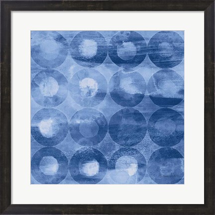 Framed Touching Circles III Navy Print