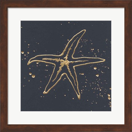 Framed Gold Starfish I Print