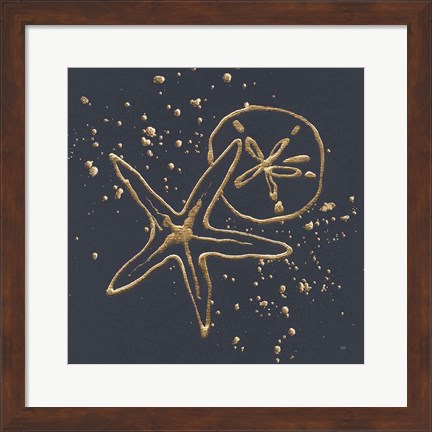 Framed Gold Sand Dollar Starfish Print