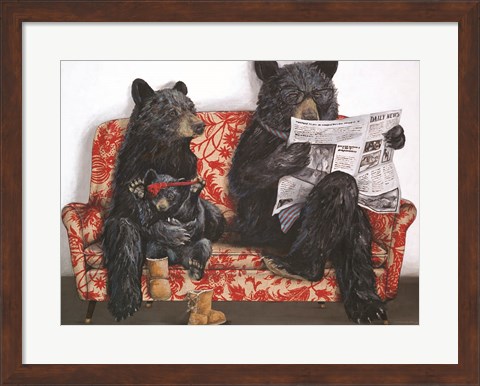Framed Bear-ly Present Print