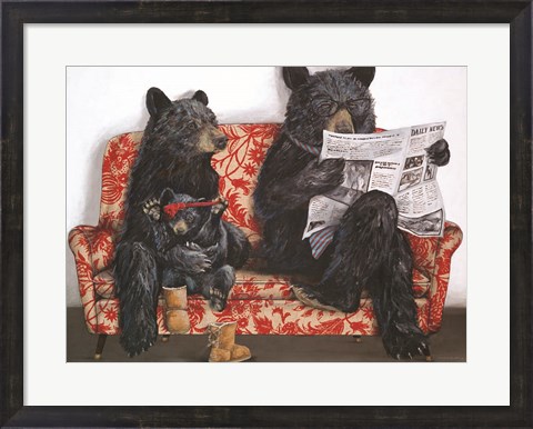 Framed Bear-ly Present Print