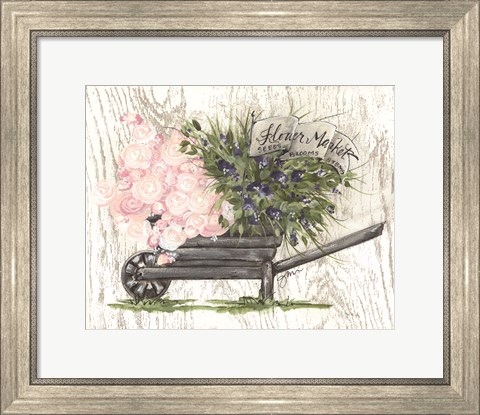 Framed Flower Market Wheelbarrow Print