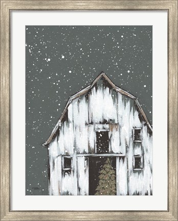 Framed Winter Night Barn Print