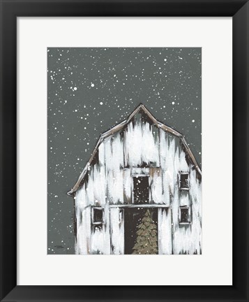 Framed Winter Night Barn Print