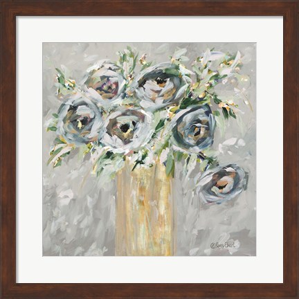 Framed Blooms in Gold Vase Print