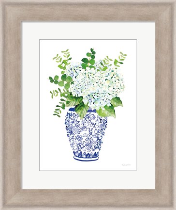 Framed Chinoiserie Hydrangea I Print