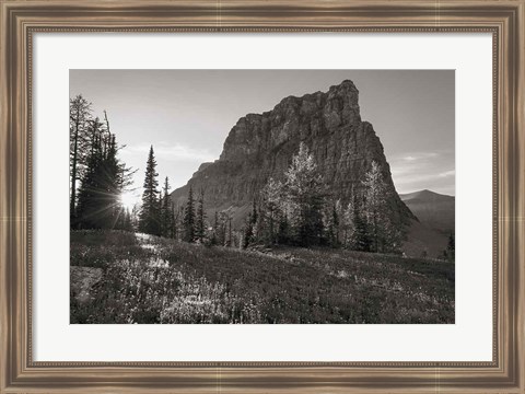 Framed Boulder Pass Glacier National Park BW Print