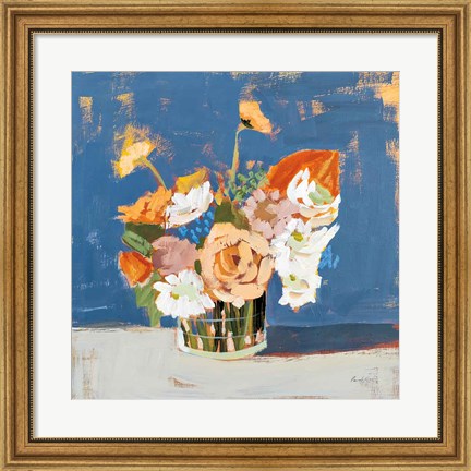 Framed Peach and White Bouquet Print