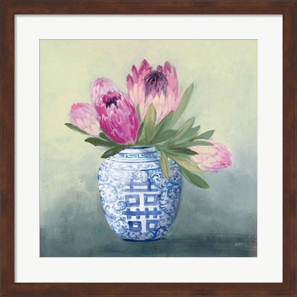 Framed Protea Chinoiserie I Print