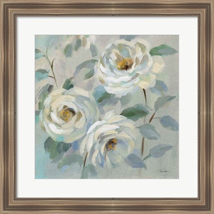 Framed Blue Gray Floral Print