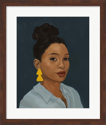 Framed Figure in Yellow Earring Print