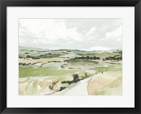 Framed Rolling Pastures Sketch I Print