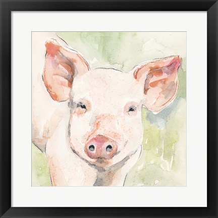 Framed Sunny the Pig I Print