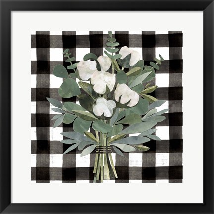 Framed Buffalo Check Cut Paper Bouquet I Print