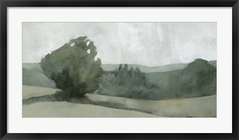 Framed Soft Green Landscape I Print