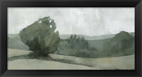 Framed Soft Green Landscape I Print