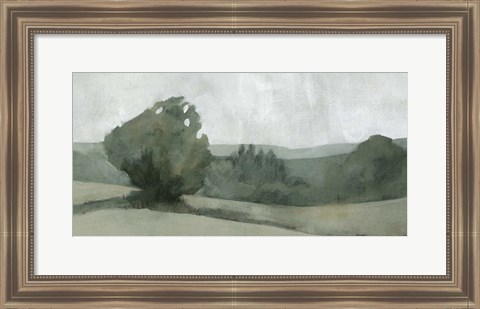 Framed Soft Green Landscape I Print