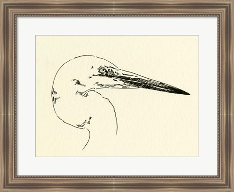 Framed Heron Head I Print