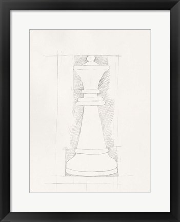 Framed Chess Set Sketch I Print