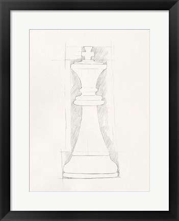 Framed Chess Set Sketch II Print