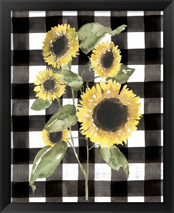 Framed Buffalo Check Sunflower I Print