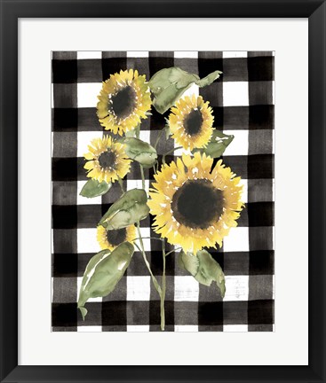 Framed Buffalo Check Sunflower I Print