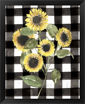 Framed Buffalo Check Sunflower II Print