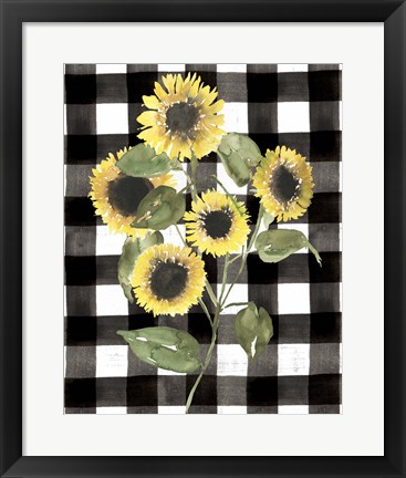 Framed Buffalo Check Sunflower II Print