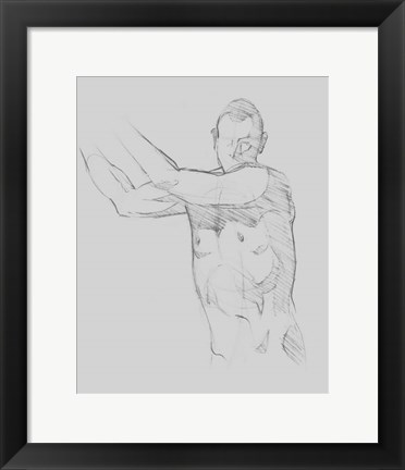 Framed Male Torso Sketch III Print