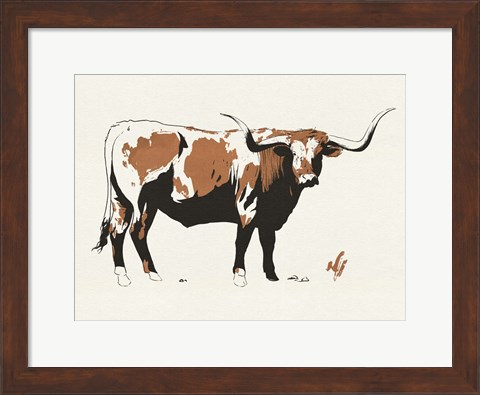 Framed Terre Cotta Steer I Print