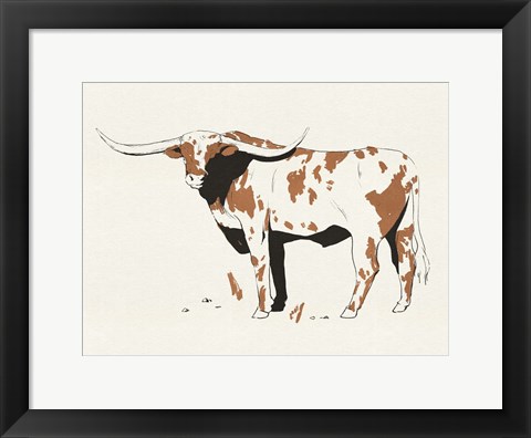 Framed Terre Cotta Steer II Print